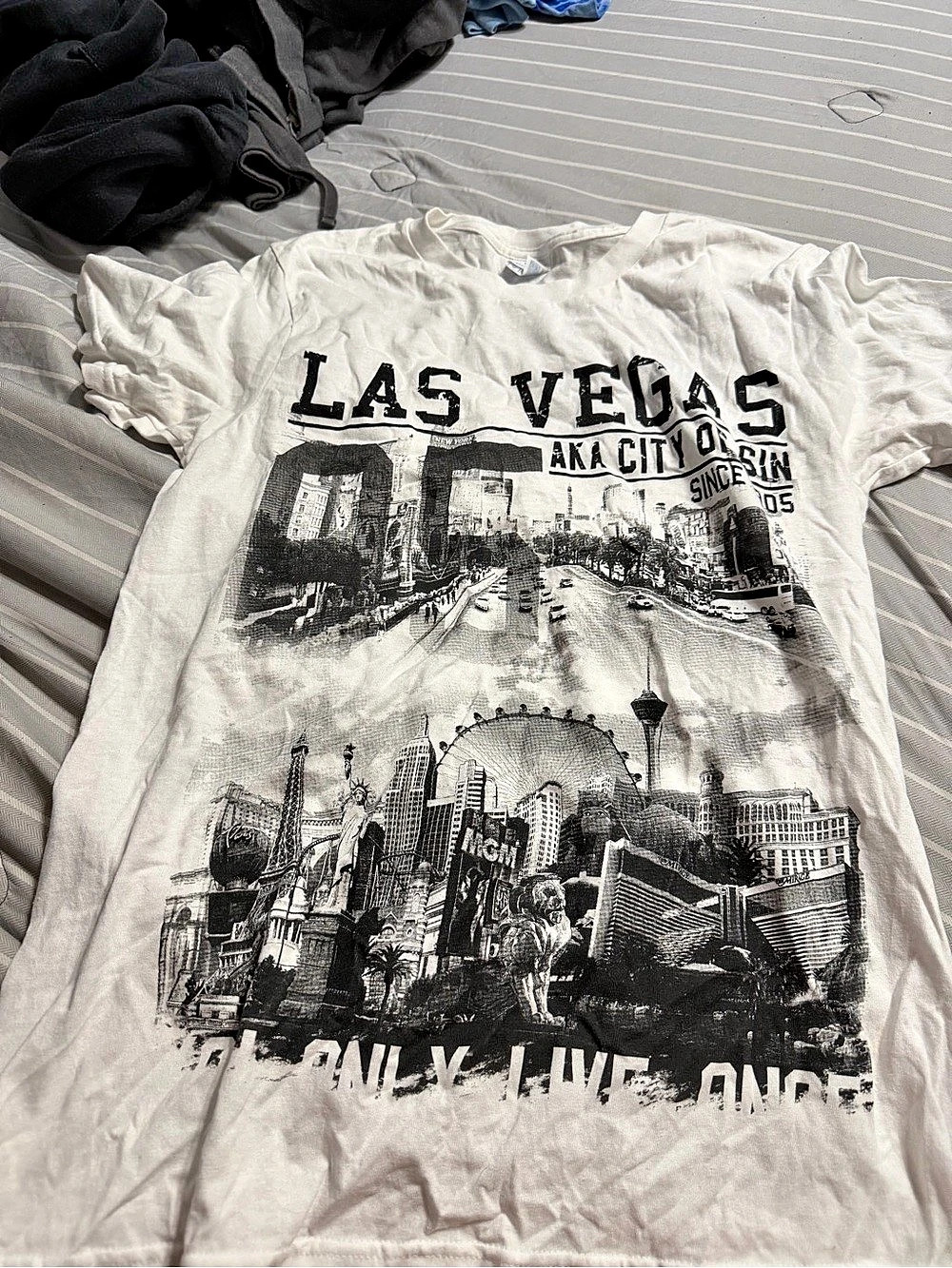 Graphic Las Vegas Short Sleeve Tee in White